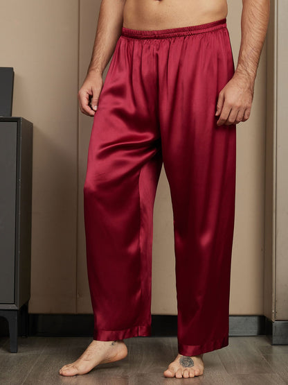 Pure Silk Solid Color Casual Men's Pajama Pants