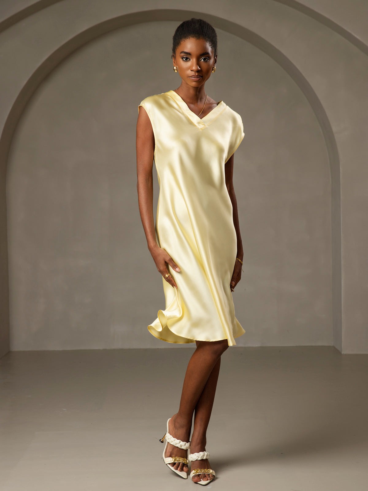 Pure Silk Elegant V-Neck Nightgown