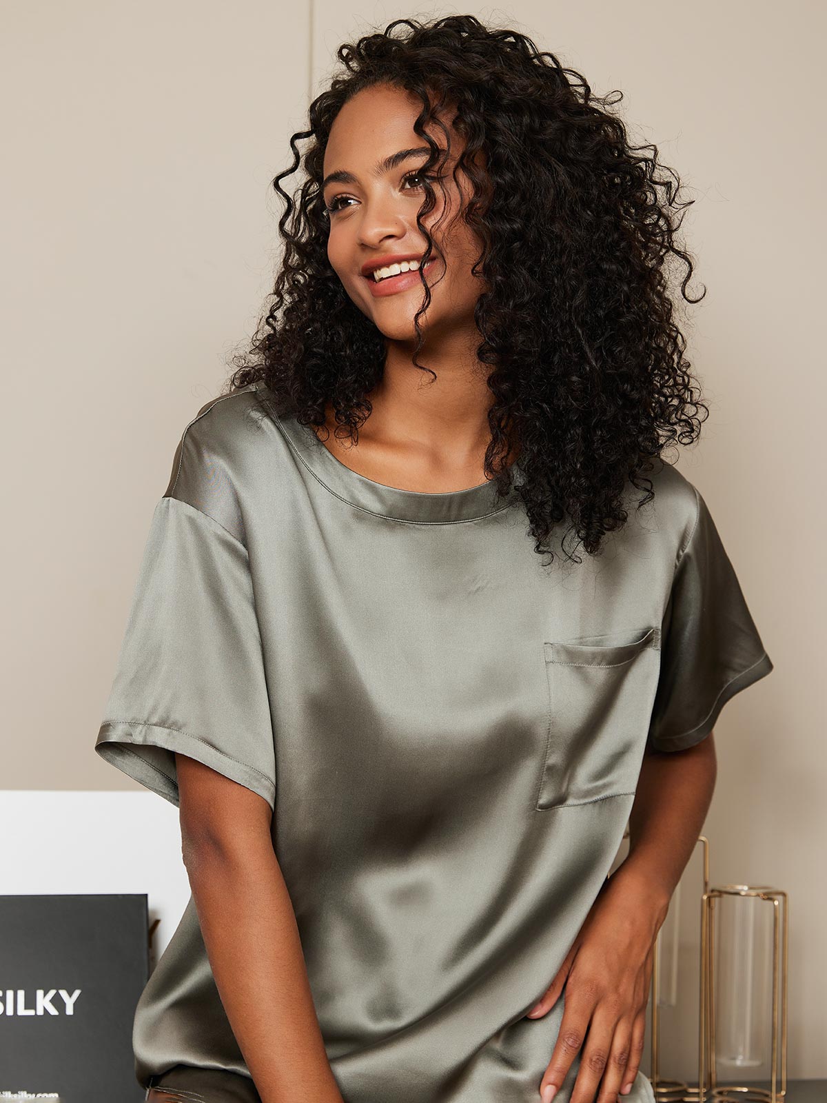 Pure Silk Casual Womens Sleep Tee (Shorts not included)