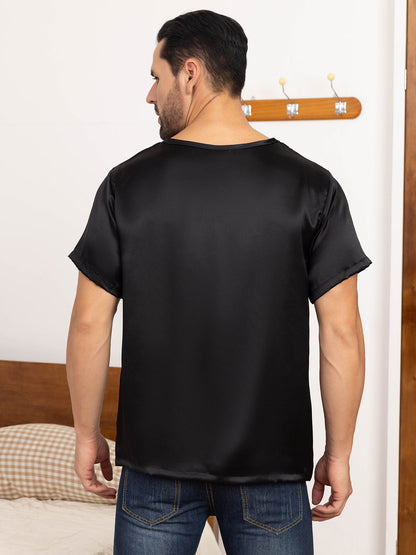 Pure Silk Short-Sleeved Round Neck Mens Tee