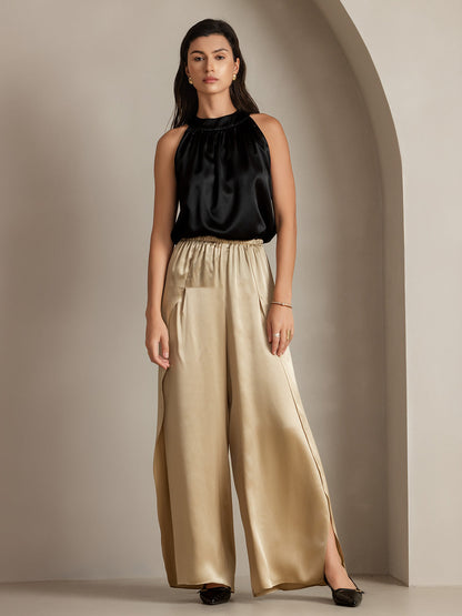 19Momme Silk Fashionable High-Slit Pants