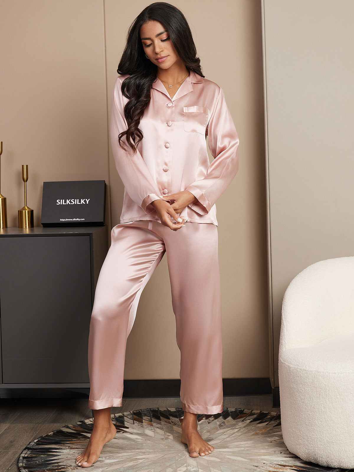 Pure Silk Button Up Women's Pajamas