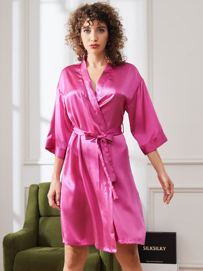 Pure Silk Belted Wrap Womens Night Robe