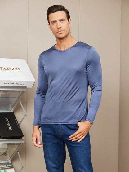 Mens Long Sleeve Silk Knitted Tee