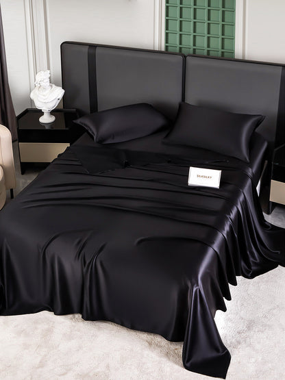 25Momme Silk 4Pcs Set Fitted&Flat Sheets+2x Pillowcases