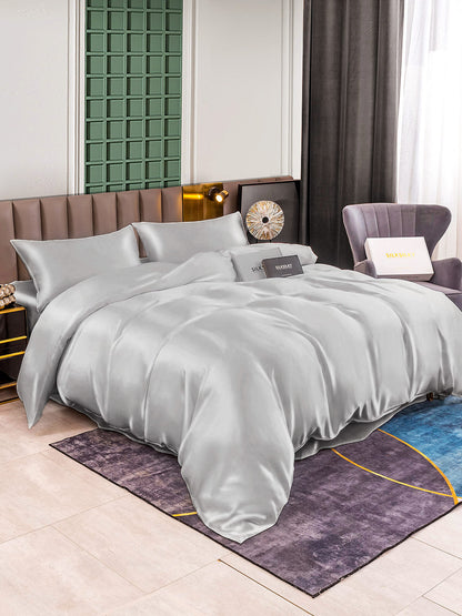 25Momme 4Pcs Silk Set Duvet Cover+Flat Sheet+2x Pillowcases