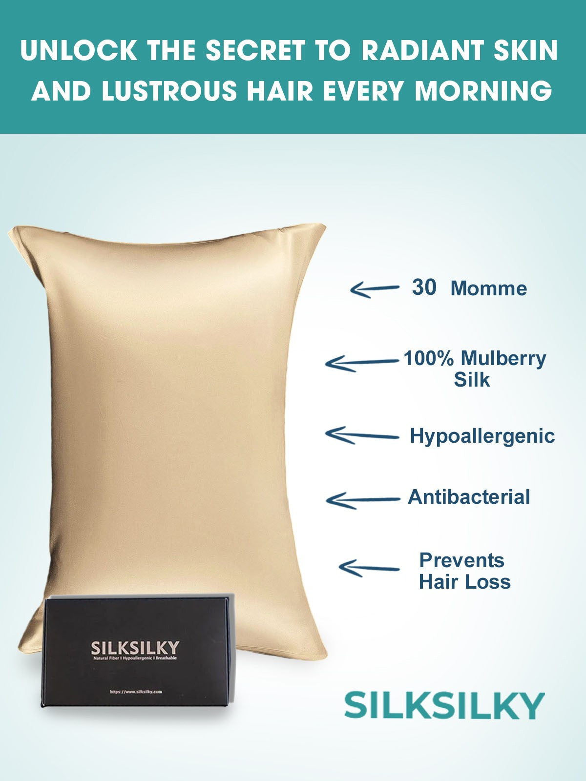 30Momme Luxurious 100% Silk Pillowcase - Envelope