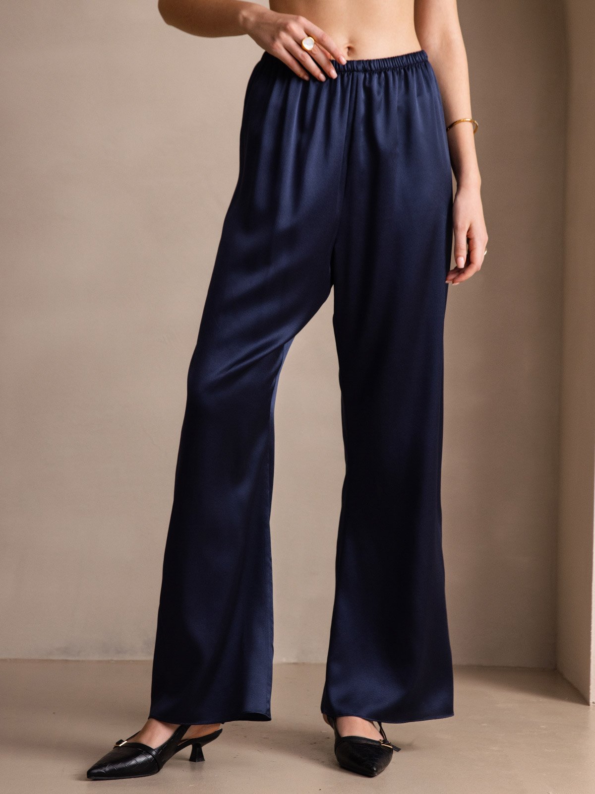 19Momme Fashionable High-Waisted Wide-Leg Pants