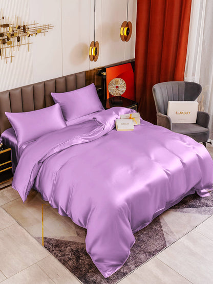 19Momme 4Pcs Silk Set Duvet Cover+Flat Sheet+2x Pillowcases