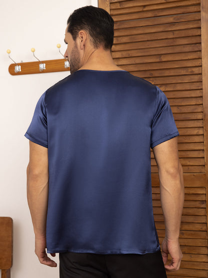 Pure Silk Short Sleeve V-Neck Men's Tee