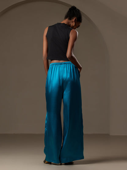 Pure Silk Solid Color Casual Women’s Pants