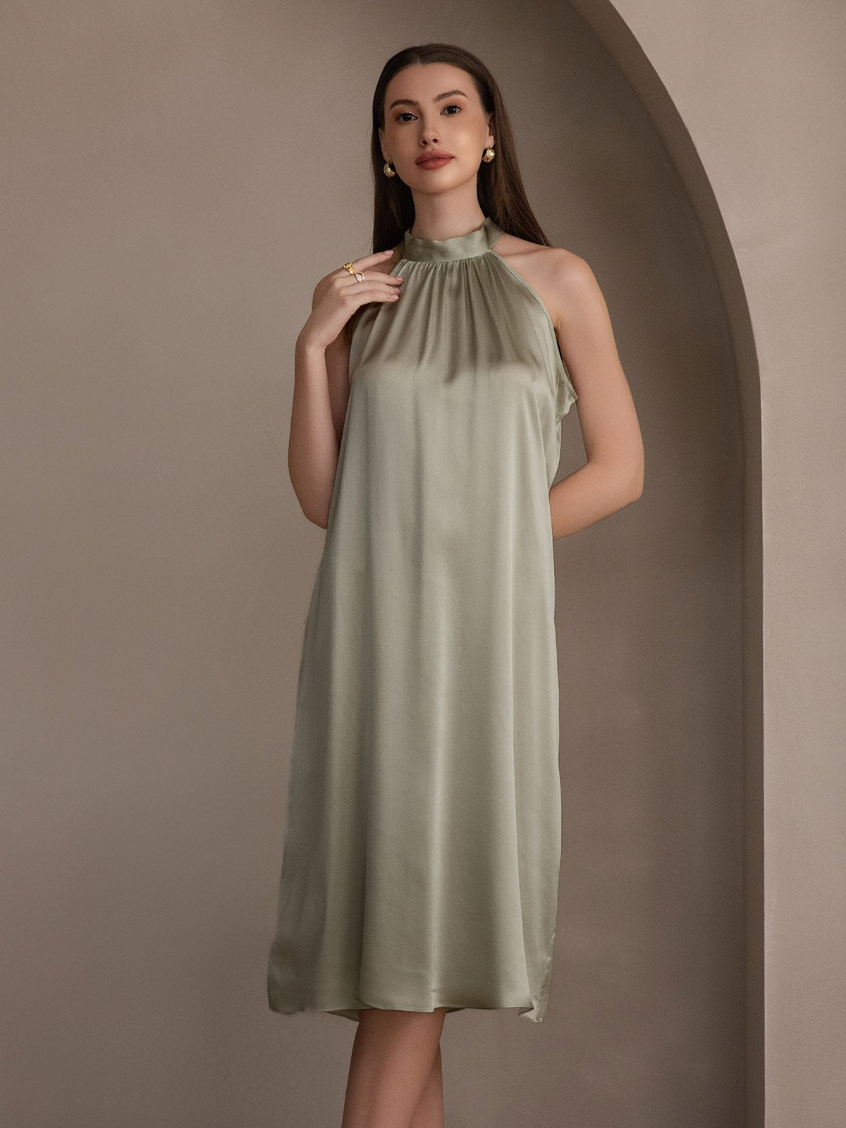 19Momme Silk OneSize Elegant Off-Shoulder Dress