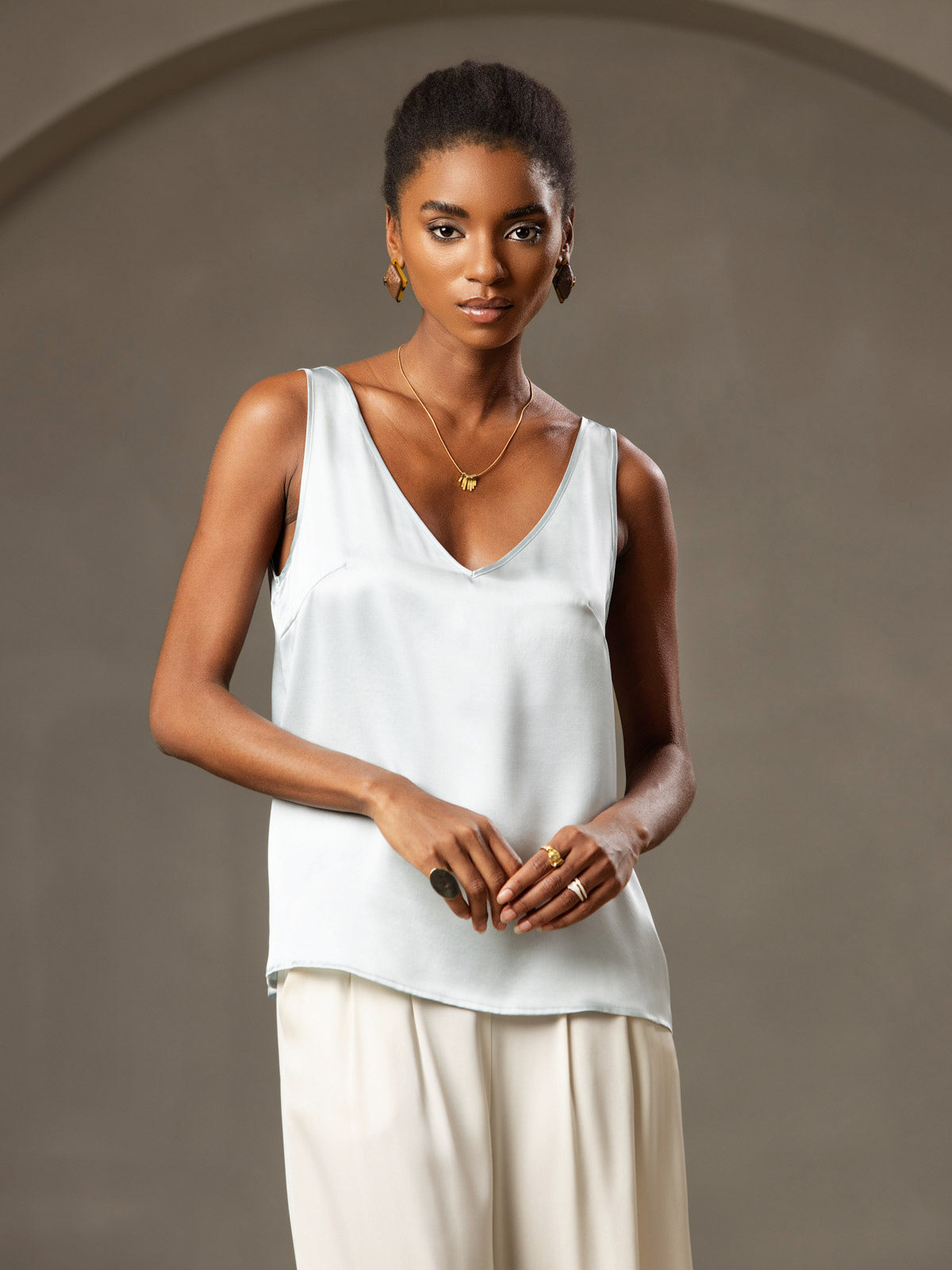 Pure Silk Wide Straps Camisole Top