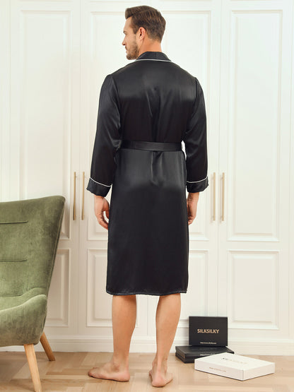 Pure Silk Lapel Collar Belted Robe (Without Pants)