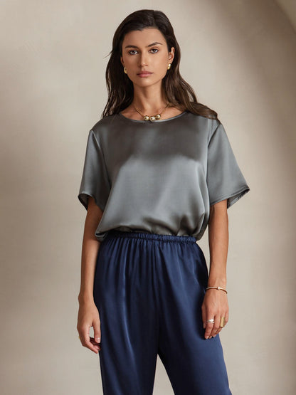 Pure Silk Short Sleeve Women's Top (pants not included)