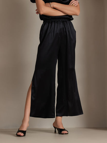 19Momme Fashionable Sexy Silk Side Slit Pants