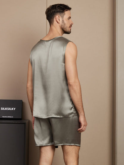 Pure Silk Sleeveless Men's Pajamas Set