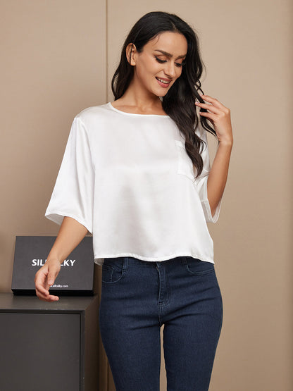 Pure Silk Casual Half Sleeve Women's Blouse T-Shirt