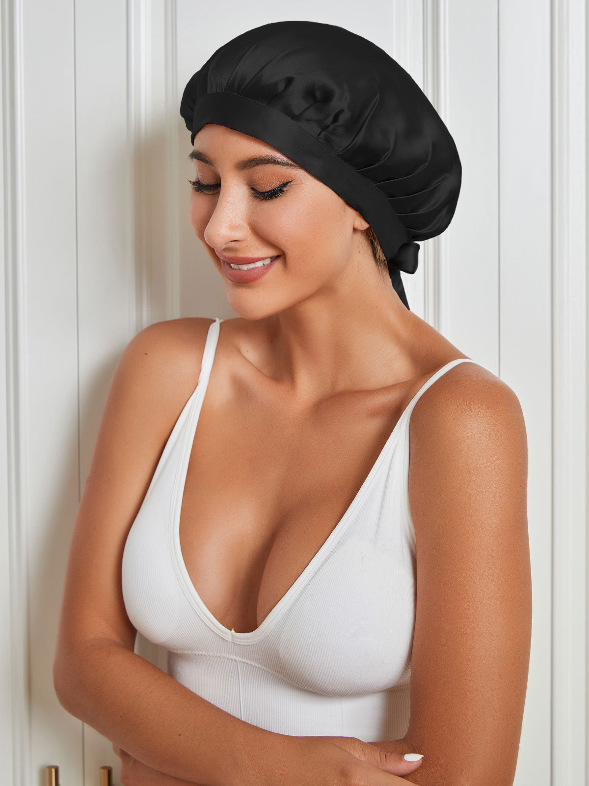 Pure Silk Classic Sleep Cap with Ribbons