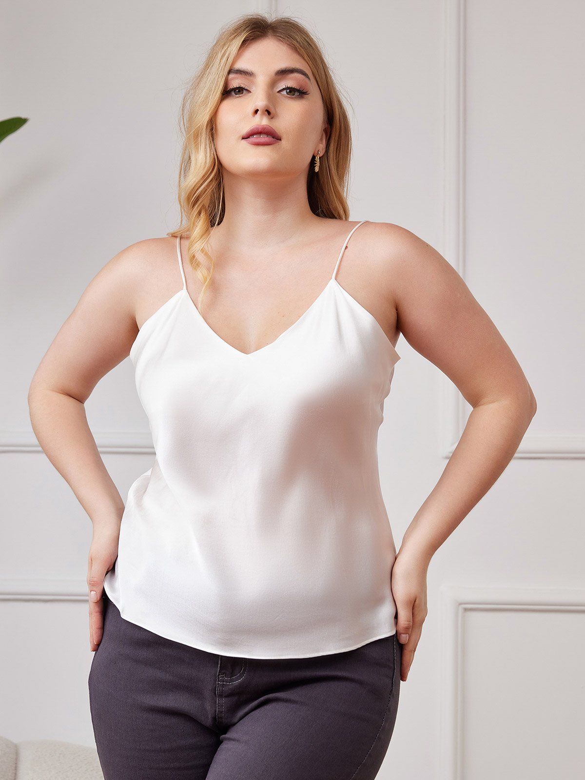 Pure Silk Spaghetti Strap Plus Size Camisole