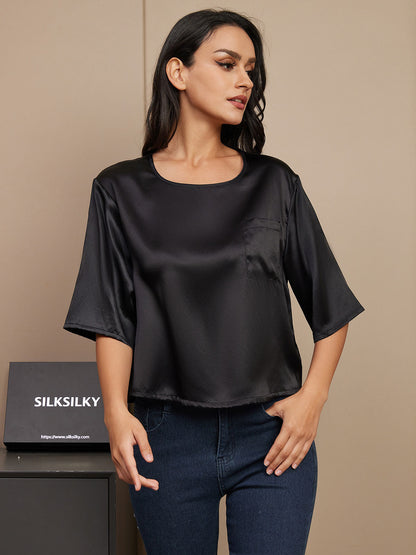 Pure Silk Casual Half Sleeve Women's Blouse T-Shirt