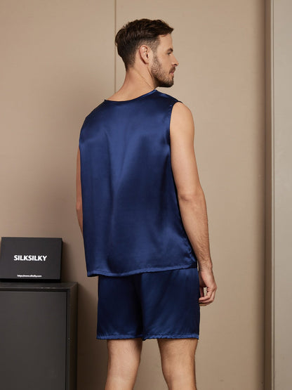 Pure Silk Sleeveless Men's Pajamas Set