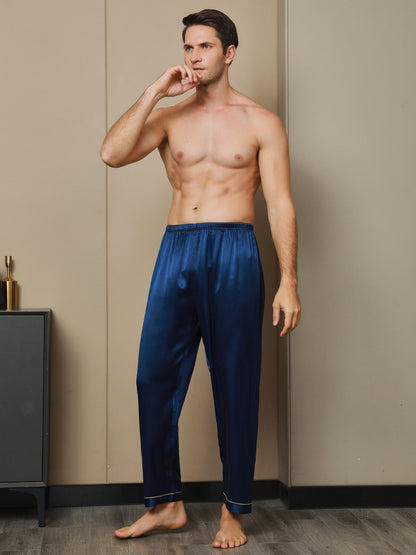 Solid Color Pure Silk Men‘s Sleep Pants