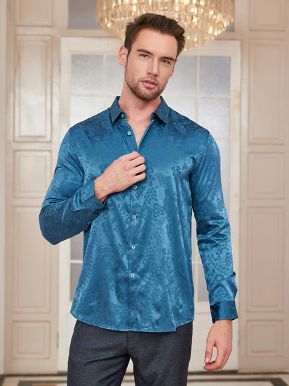 Mulberry Silk Jacquard Shirt for Men