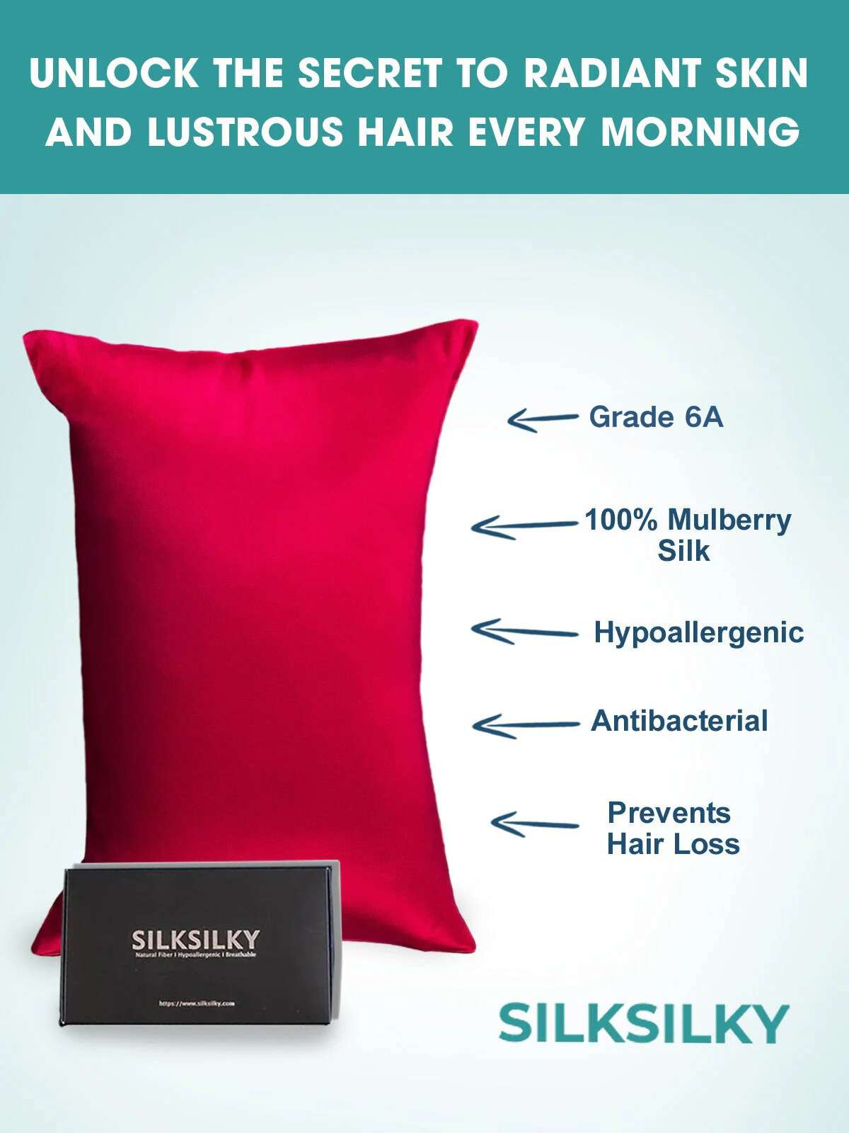 100% Mulberry Silk Pillowcase with Envelope Closure