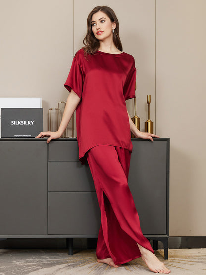 Pure Silk Solid Color Womens Pajamas