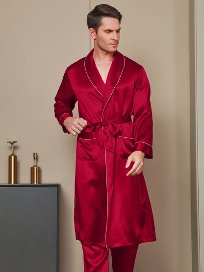 Pure Silk Lapel Collar Belted Robe (Without Pants)