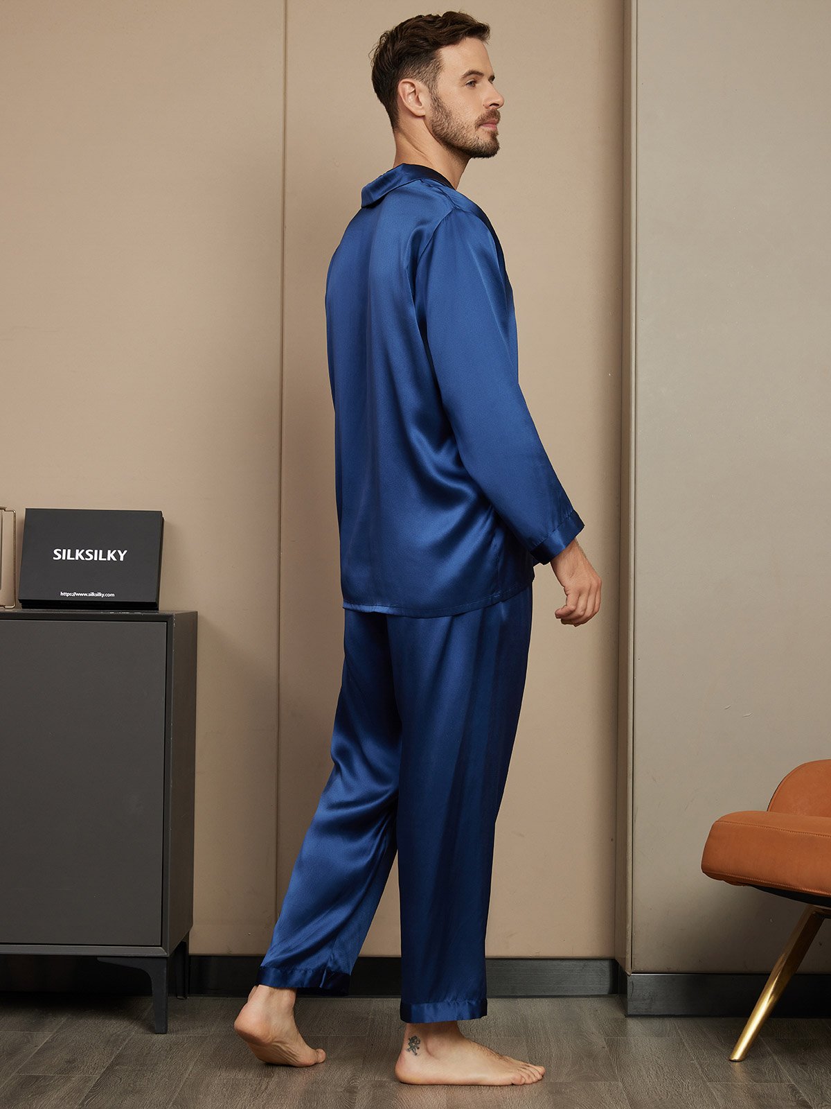 Pure Silk Long Sleeve Men's Pajamas