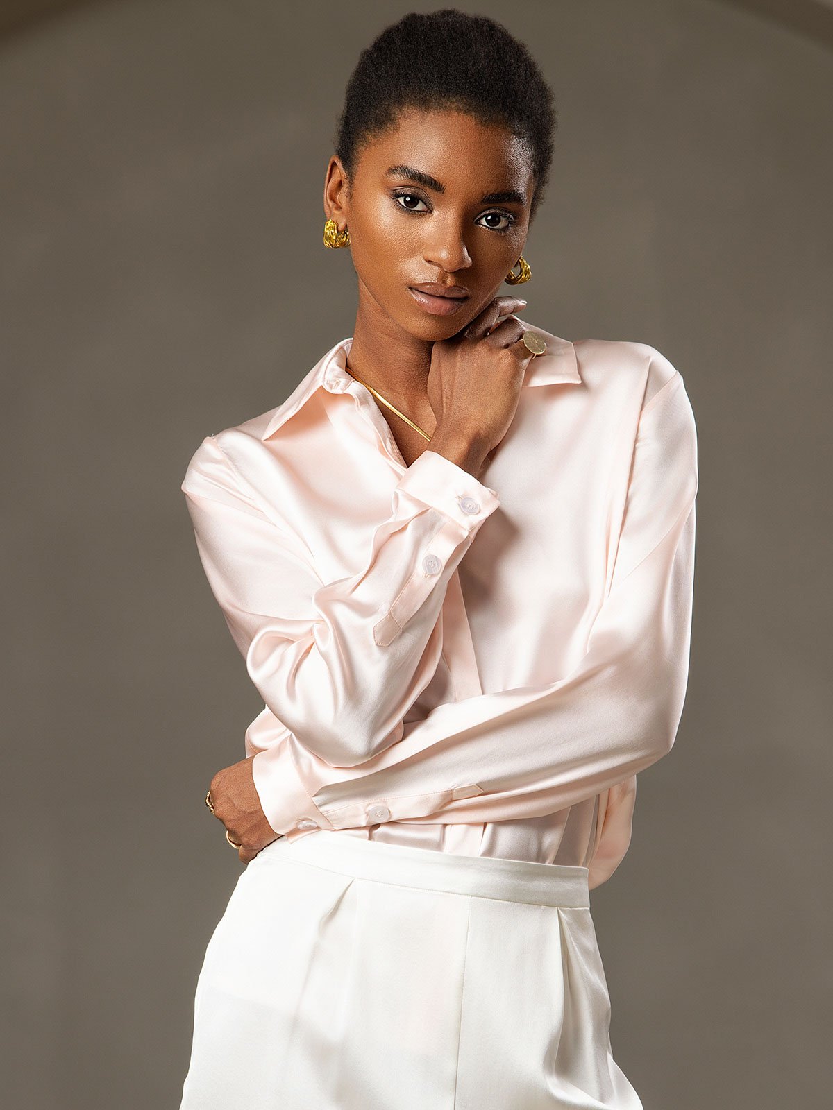 19 Momme Basic Silk Long-Sleeved Shirt