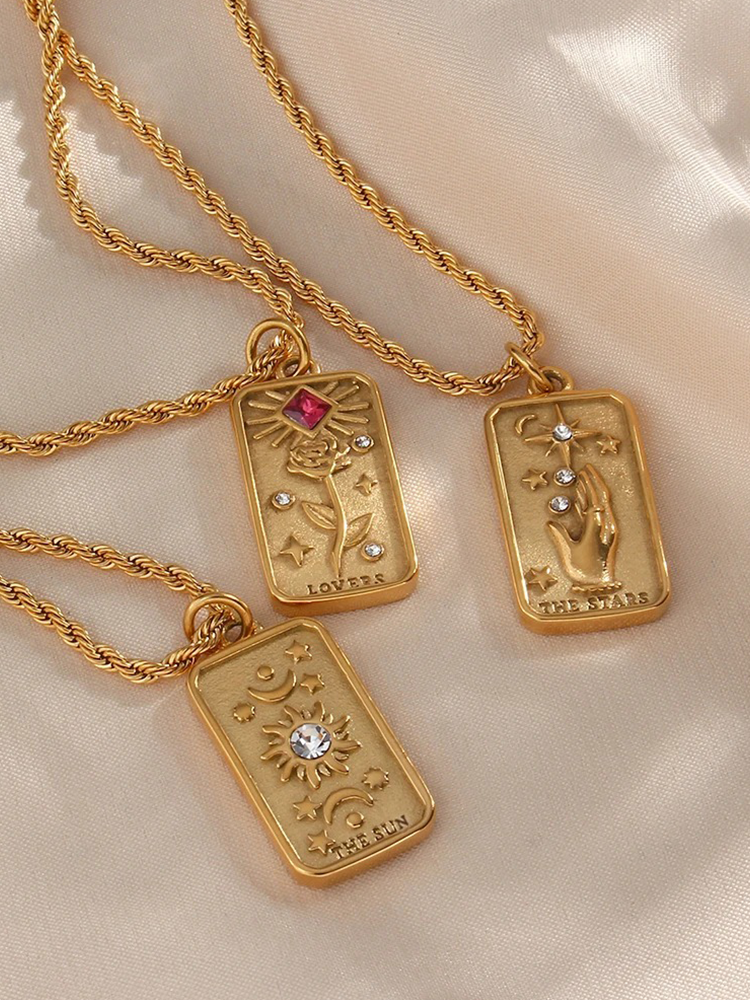 Gouden Tarot Kaart Lovers Ketting | Seraphine