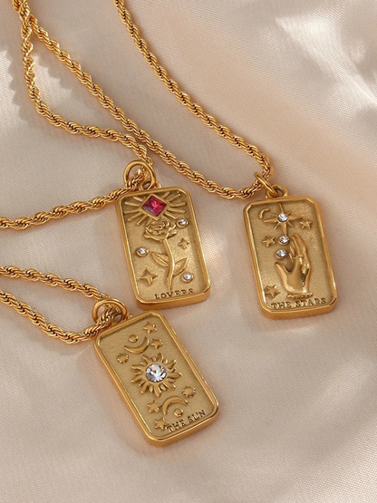 Gouden Tarot Kaart The Sun Ketting | Aurora