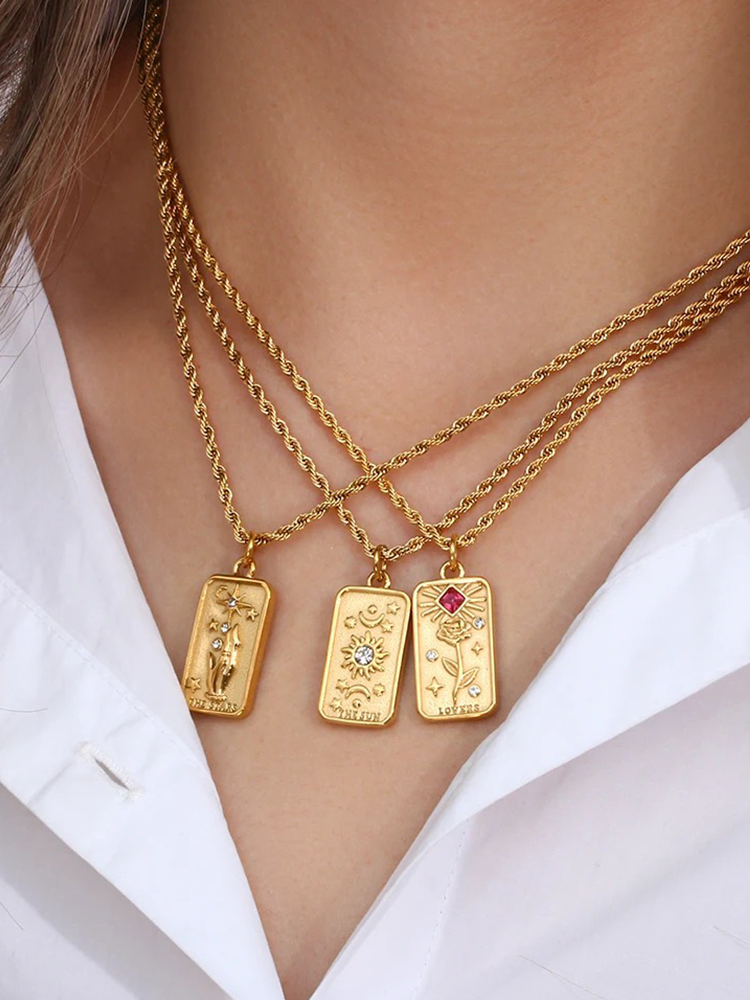 Gouden Tarot Kaart Lovers Ketting | Seraphine