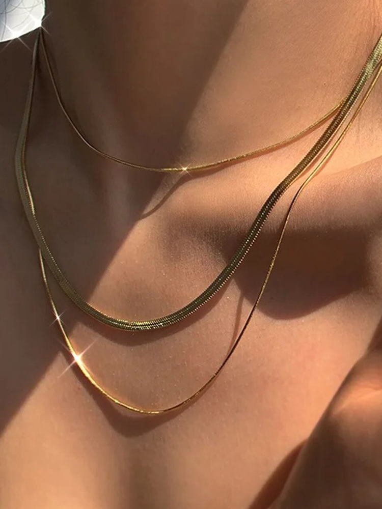 Gouden 3-Laagse Snake Chain Ketting | Seraphine