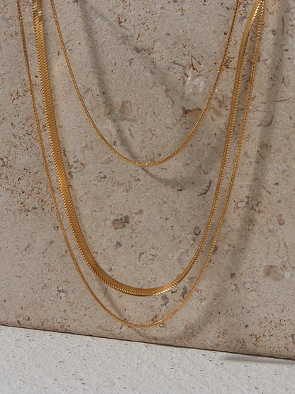 Gouden 3-Laagse Snake Chain Ketting | Seraphine