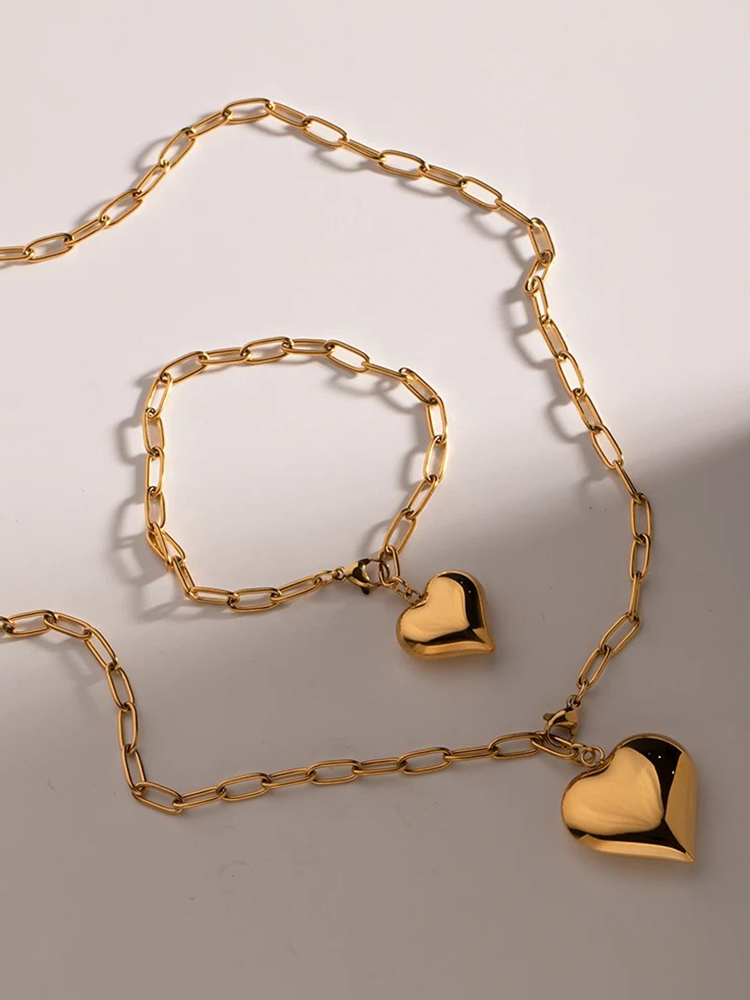 Gouden Paperclip Hartjes Ketting | Elodie