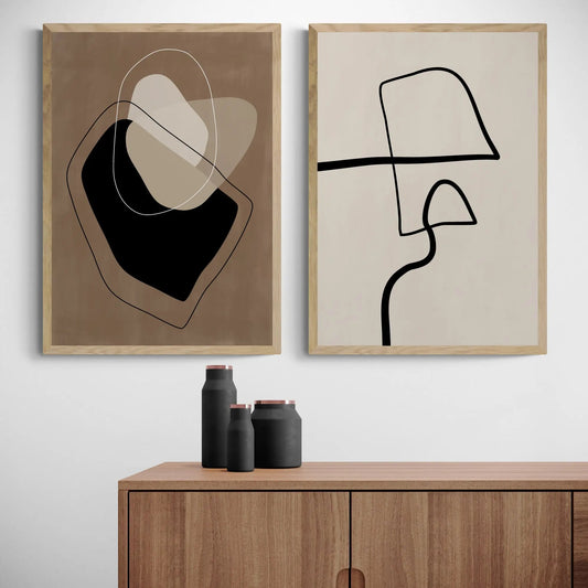 Beige Line Art Set by Elena Ristova