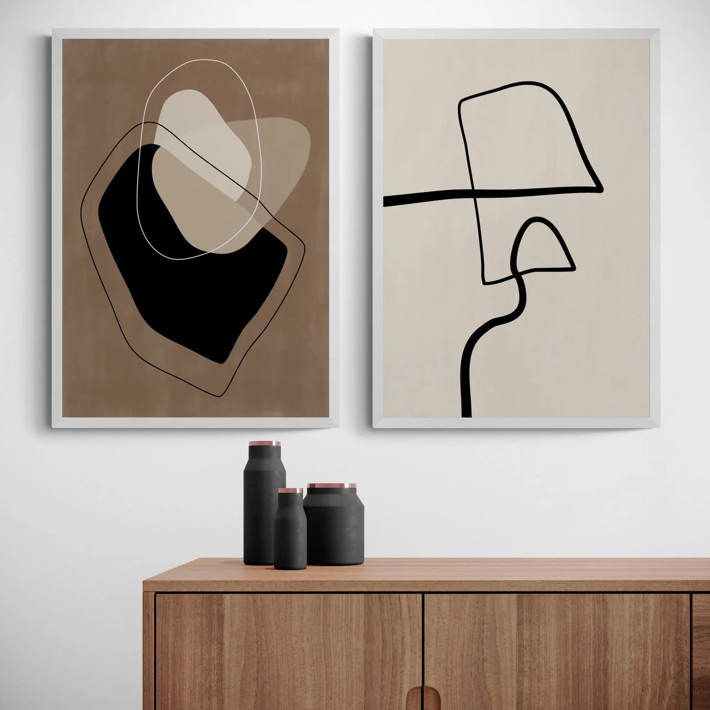 Beige Line Art Set by Elena Ristova