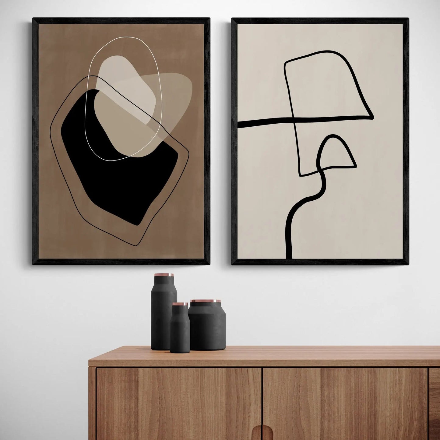 Beige Line Art Set by Elena Ristova