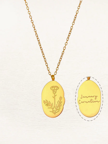 Gouden Ovale Geboorte Bloem Ketting | Lyra