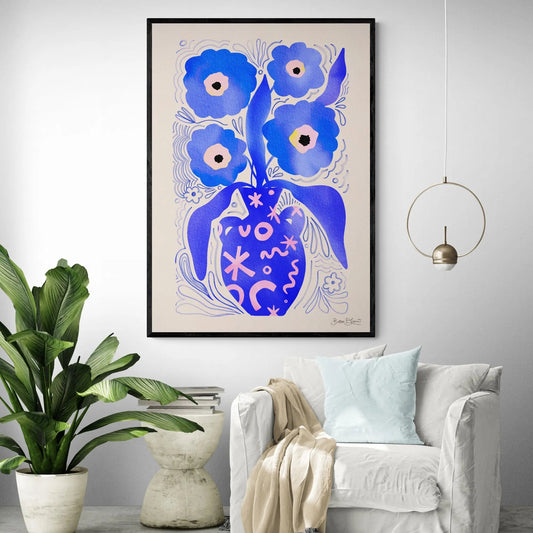 Blauw Flower Abstract by Baroo Bloom