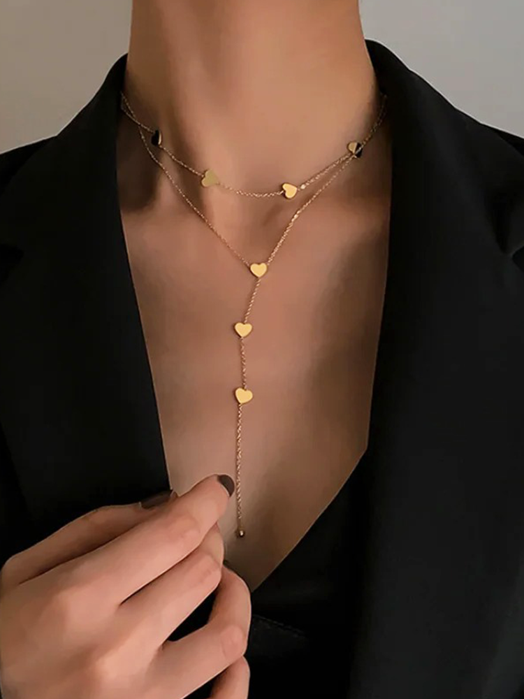 Gouden Gelaagde Hartjes Ketting | Amelie