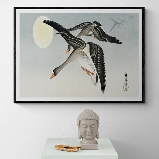 Birds At Full Moon by Ohara Koson