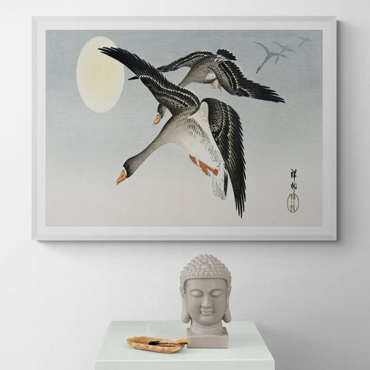 Birds At Full Moon by Ohara Koson