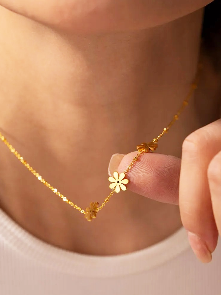 Gouden Flower Ketting | Dahlia