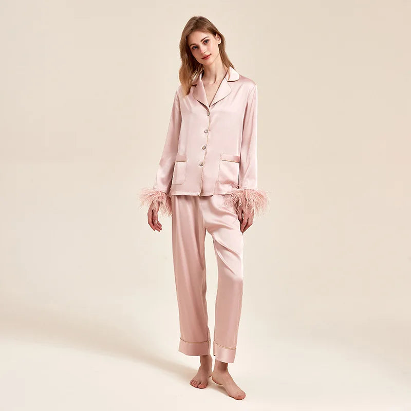 Luxe Effen Pyjama van Zijde en Satijn | Amara