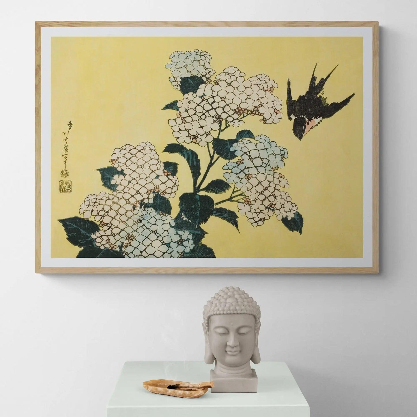 Hydrangea and Swallow by Katsushika Hokusai